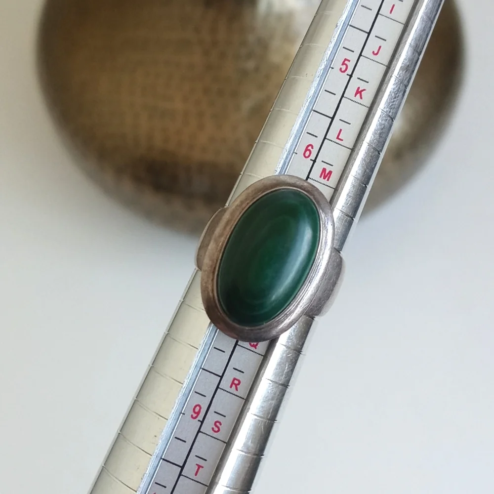 Antique 925 Green Malachite Gemstone Ring Sterling Silver From India *Unique